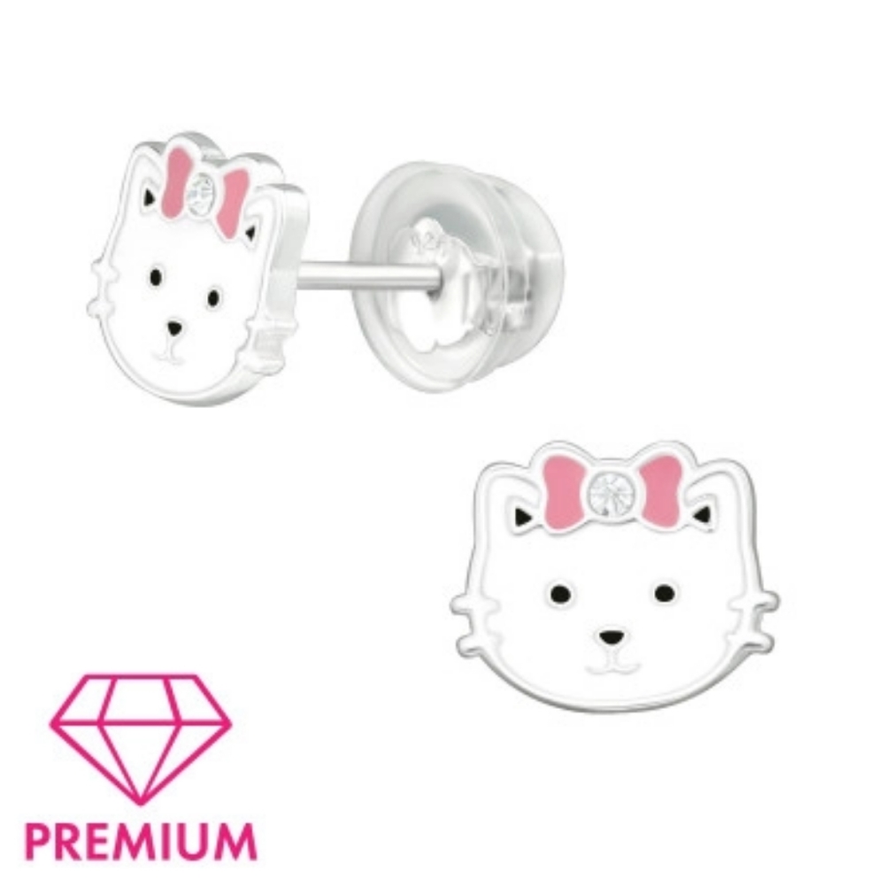 Children's Silver Cat Ear Studs